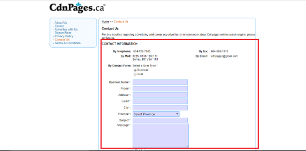 Add Business to Cdnpages advertising Step2