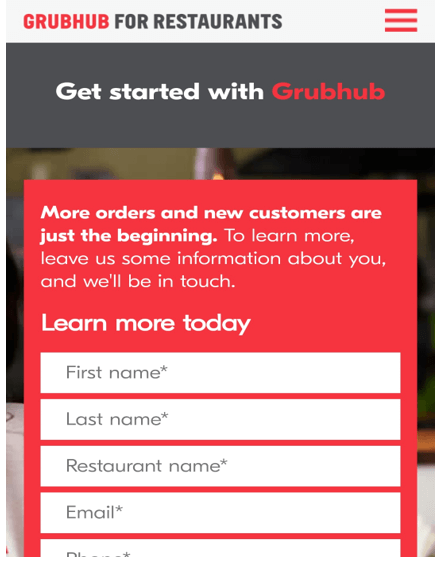 Add Business to GRUBHUB Step1