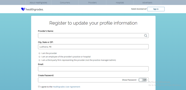 Add Business to Healthgrades Provider Step3