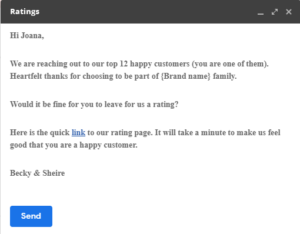 send email for yelp review template
